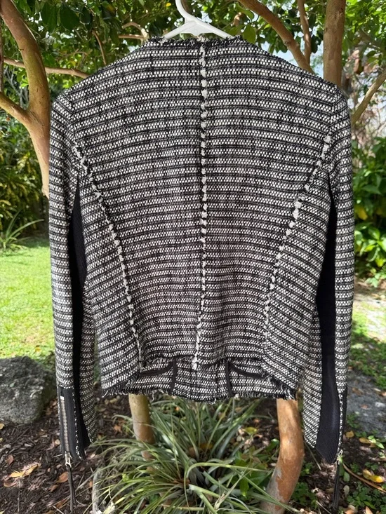 Rebecca Taylor Jacket tweed leather trim zipper legally blonde 2000s classic - Picture 5 of 6